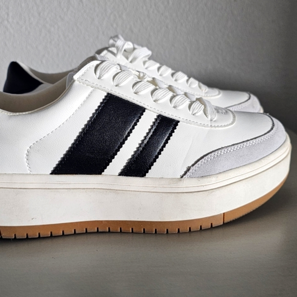 Madden Girl White and Black Sneakers